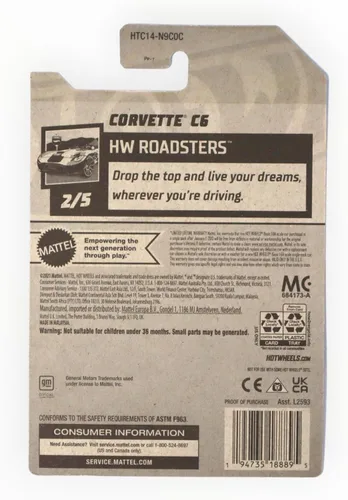 Miniatura 2 de Mattel Hot Wheels Corvette C6, HW Roadsters 2/5 [Naranja] 40/250