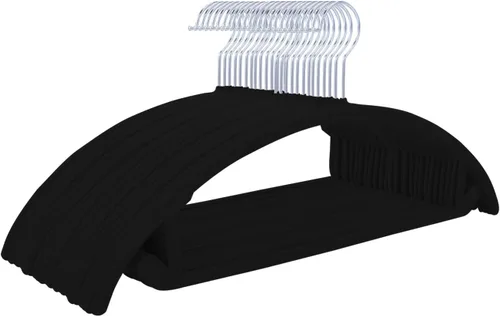 Miniatura 33 de MIZGI Paquete de 50 perchas de terciopelo de alta calidad, antideslizantes, sin hombros, ganchos cromados, ropa que ahorra espacio, forma redondeada