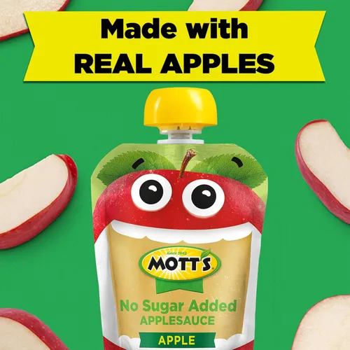 Miniatura 11 de Mott's Puré de manzana sin azúcar añadido, hecho de fruta real, sin sabores artificiales, bolsas transparentes de 3.2 onzas, paquete de 20