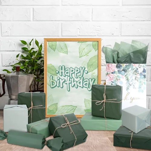 Miniatura 7 de Whaline 90 hojas de papel de seda verde salvia, papel de regalo verde degradado, 13.8 x 19.7 pulgadas, colores de sauce forestal, varios pañuelos