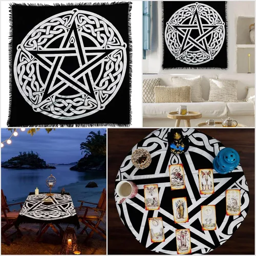 Miniatura 2 de Indian Consigners Paño de altar celta pentagrama brujería Alter Tarot Spread Top Cloth Wiccan Square Spiritual 18 por 18 Sagrado