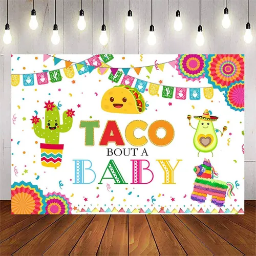 Miniatura 7 de Avezano Taco Bout a Baby - Telón de fondo de fiesta mexicana de 6 x 4 pies, fondo de fiesta de baby shower, México, anuncio de embarazadas, género