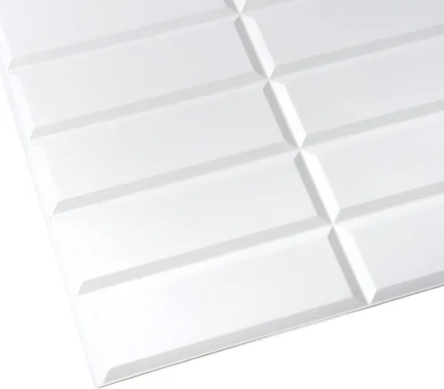 Miniatura 4 de Dundee Deco GRAZPG7115 - Panel de pared 3D de PVC de imitación de azulejos blancos apilados, 3.1 pies x 1.6 pies (37.8 in x 18.9 in), decoración