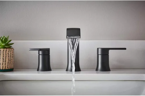 Miniatura 2 de Moen 84763BL Genta Grifo de baño de 2 manijas de 8 pulgadas en negro mate