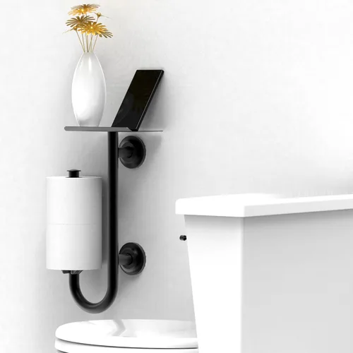 Miniatura 2 de Barra de seguridad para inodoro 3 en 1 con soporte de papel de seda integrado y estante para teléfono, para 2 megarrollos, soporte de peso de 250