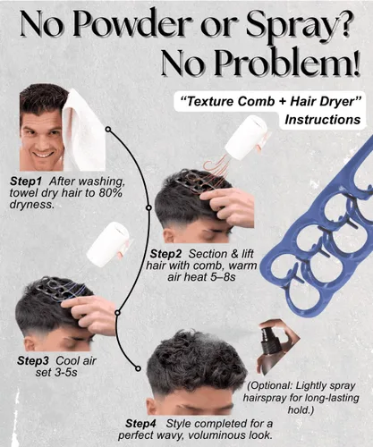 Miniatura 5 de 2 peines de textura mejorada, herramienta de levantamiento de raíces voluminizadora para cabello rizado natural desordenado, peine desenredante