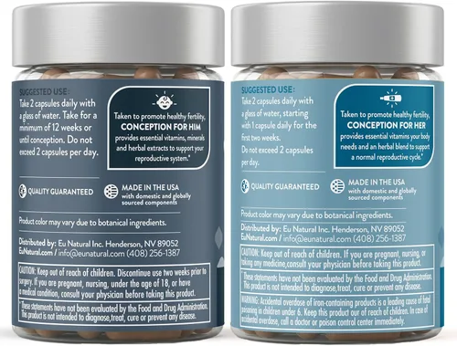 Miniatura 9 de Conception Fertility for Her & Him Paquete - Combo de suplementos de fertilidad para mujeres y hombres - Vitaminas prenatales - Promueven