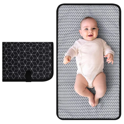 Accmor Cambiador de pañales portátil, tapete cambiador de bebé impermeable, plegable y portátil, cambiador de viaje para bebé, negro