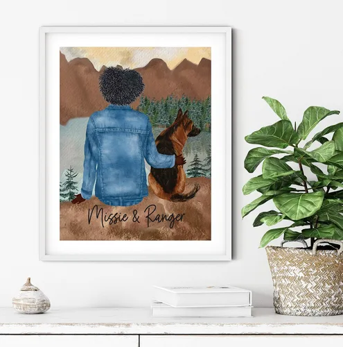 Miniatura 2 de Regalo personalizado para mejor amiga, impresión de niña y perro, sin marco, impresión artística de 8 x 10 o 11 x 14, regalo de mamá de perro, idea