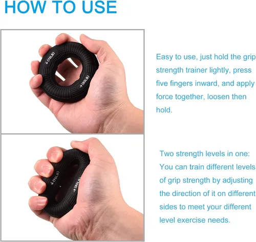 Miniatura 4 de uxcell Fortalecedores de agarre de mano, 3.07 pulgadas, 70-80 libras, anillos de silicona para dedos y antebrazos, entrenamiento de agarre para Negro