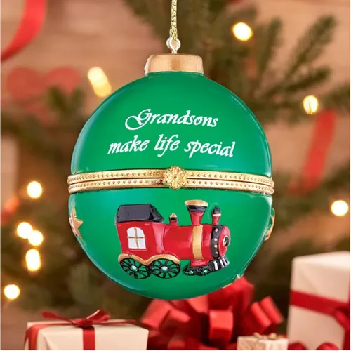 Miniatura 5 de Collections Etc Adornos navideños con cita conmovedora y colgador dorado, compartimento interior para regalo pequeño