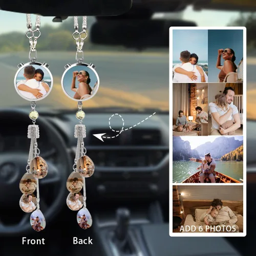 Miniatura 2 de Accesorios de coche colgantes de cristal con foto personalizada para mujeres y hombres, imágenes personalizadas para espejo retrovisor del Style 9