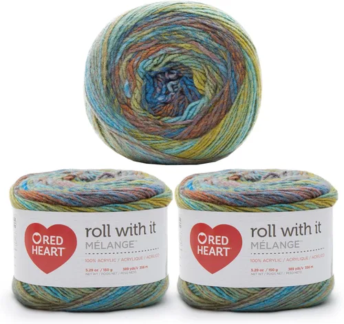 Miniatura 45 de Red Heart Roll with It Sparkle - Hilo de amatista – Paquete de 3 unidades de 5.29 oz/5.3 onzas, mezcla acrílica, 4 medianos (peinado), 561 yardas