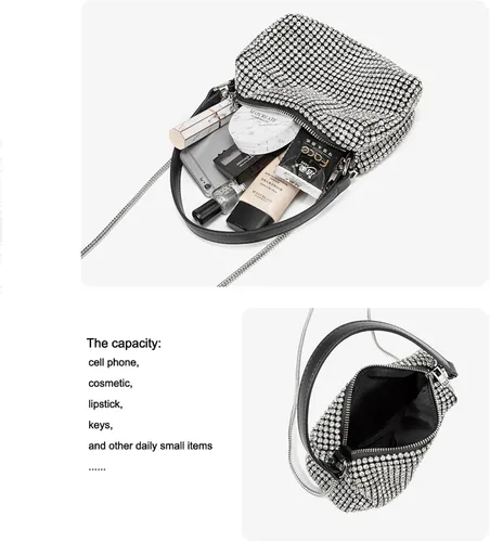 Miniatura 6 de VODIU Bolso bandolera de lujo con purpurina para mujer bolso de mano bolso de noche bolso de mano bolso de fiesta baile