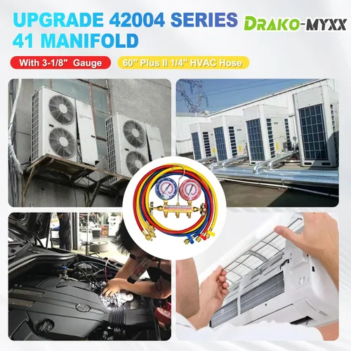 Miniatura 7 de 2026 Upgrade 42004 Colector de prueba y carga con calibre de 3-1/8 pulgadas (3.150 in), para R-22/404A/ 410A, accesorios de llamarada estándar