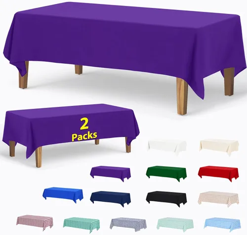 Miniatura 21 de ABCCANOPY Paquete de 3 manteles rectangulares de poliéster de 60 x 84 pulgadas, para interiores y exteriores, resistentes a las manchas, lavable