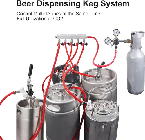 Miniatura 7 de Colector de distribución de gas de 6 vías, OD 5/16 pulgadas, divisor de CO2, distribuidor de gas, colector de gas barril de cerveza, apto