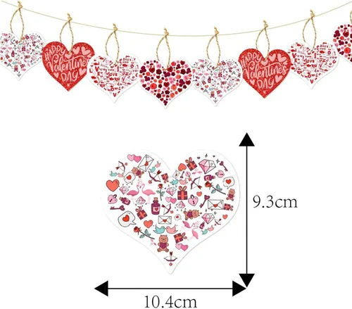 Miniatura 4 de Cartel de Feliz Día de Galentinos con purpurina roja, decoraciones de papel de fieltro, guirnalda de corazón, accesorios de fotos para decoración