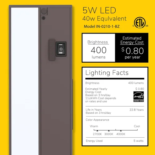 Miniatura 2 de Luz LED GetInLight, regulable, con certificación ETL, para debajo de los armarios, con 3 niveles de color: blanco cálido 2,700 K, blanco suave 3,000
