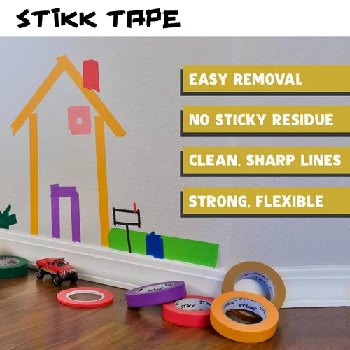 Miniatura 5 de STIKK Cinta de pintor – 3 unidades de cinta amarilla para pintor – 1 pulgada x 60 yardas – Cinta de pintura para pintura, bordes, recortes, techos