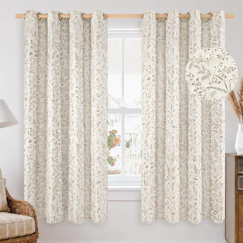 Miniatura 11 de BGment Cortinas de lino beige para dormitorio de 63 pulgadas de largo, cortinas de ventana con ojales y ojales para ventana de sala de estar, 2