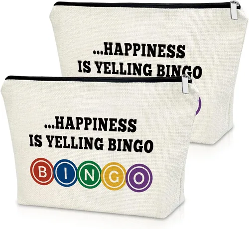 Miniatura 14 de Sazuwu Bolsa de maquillaje de regalo para amantes del bingo, Negro & Rosado