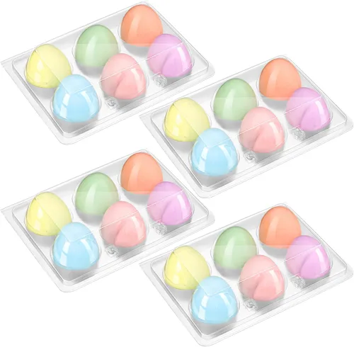 Miniatura 2 de Geiserailie 24 huevos de cerámica de Pascua de 2.44 pulgadas, cesta de huevos de Pascua para manualidades, decoración de fiesta, juego de Color suave