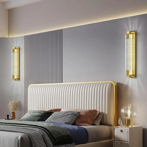 Miniatura 3 de Moderno aplique de pared de cristal con burbujas de cristal para baño, 23.03 pulgadas, luces LED doradas de tocador para baño, pasillo, dormitorio