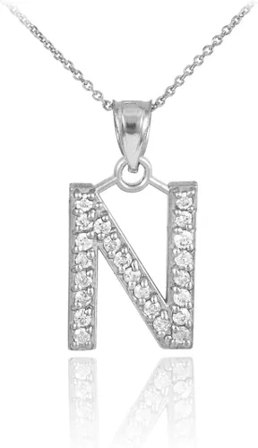 Miniatura 43 de Claddagh Gold . Collar con colgante de letra inicial de plata de ley 925 con circonita cúbica - Elección de tamaños