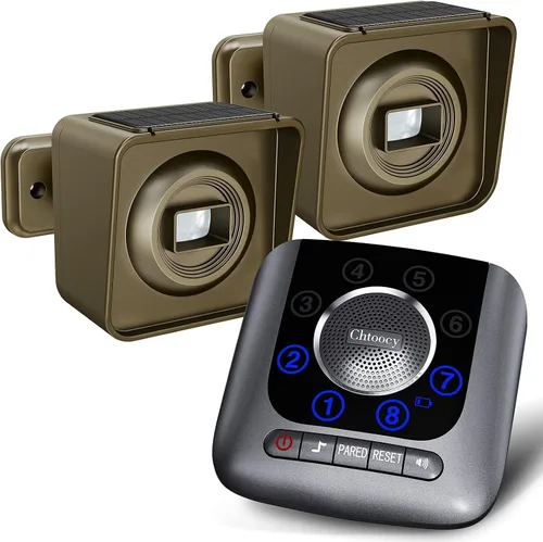 Alarma solar inalámbrica para entrada exterior de 1/2 milla de largo alcance, 3 sensibilidades y resistente a la intemperie para alarma de seguridad