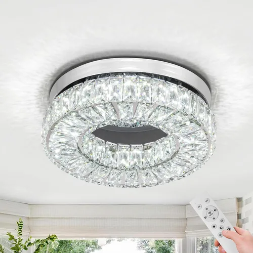 Miniatura 7 de Lámpara de techo de cristal de 10.2 pulgadas, mini candelabros rectangulares de 6500 K, luz de techo moderna de montaje empotrado, lámpara LED