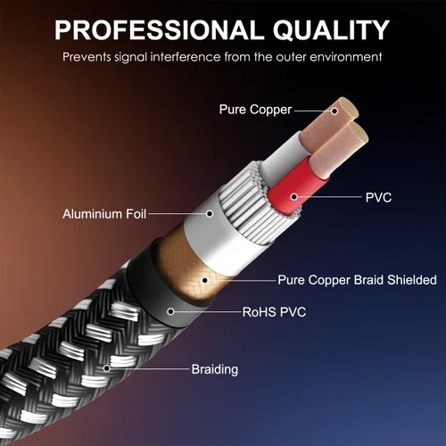 Miniatura 4 de XLR macho a cable TS de 1/4 pulgada de 3 pies, cable de micrófono de interconexión desequilibrado de 6,35 mm de un cuarto de pulgada, conductores