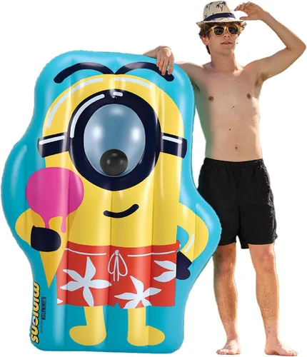 Balsa flotante gigante de Minions para piscina, flotador de agua inflable con diseño de Minions con licencia, piscina y lago duraderos para niños,