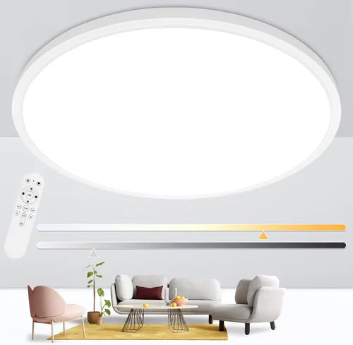 Miniatura 9 de Modernas lámparas LED de techo regulables con control remoto, montaje empotrado ultrafino de 15.4 pulgadas con luz nocturna, 36 W, 4500 LM