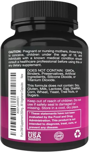 Miniatura 3 de Suplemento DIM puro de 250 mg de diindolilmetano más BioPerine y Dong Quai - Apoyo al equilibrio hormonal para mujeres y hombres, apoyo