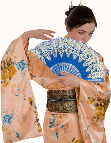 Miniatura 5 de EOSAU Abanico Plegable Chino de Mano Abanicos de Mano para Mujeres Plegables a Granel para Fiesta Boda Iglesia Baile (Azul)
