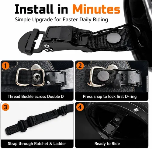 Miniatura 4 de Helmet Quick Release Buckle Kit, Metal Helmet Chin Strap Adapter, Compatible with Classic D-Rings Helmet