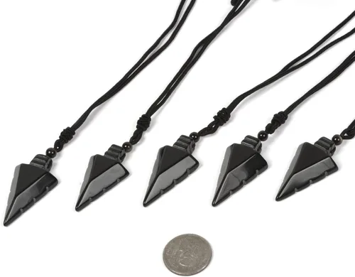 Miniatura 2 de Collar con dije de amuleto de cristal de punta de flecha de punta de flecha de 1.850 in con parte trasera plana y punta de flecha natural, de 18 a