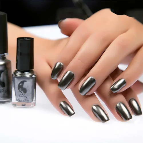 Miniatura 4 de Esmalte de uñas plateado, efecto espejo metálico, decoración de uñas metálica de larga duración no desprendible, esmalte de uñas brillante para 12#