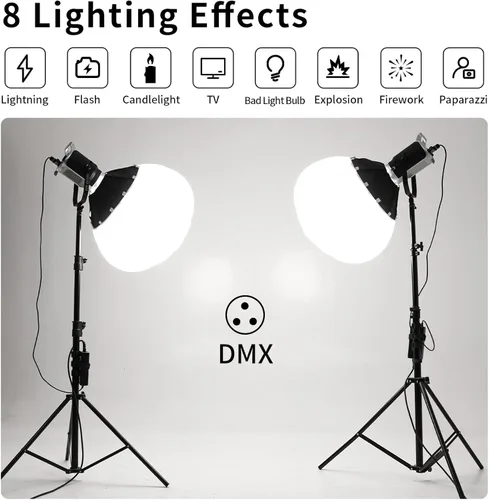 Miniatura 4 de GVM - Luz de video LED de 200 W con linterna Softbox, SD200D Kit de iluminación de estudio de fotografía con control Bluetooth/DMX, 93000lux@1.6 ft