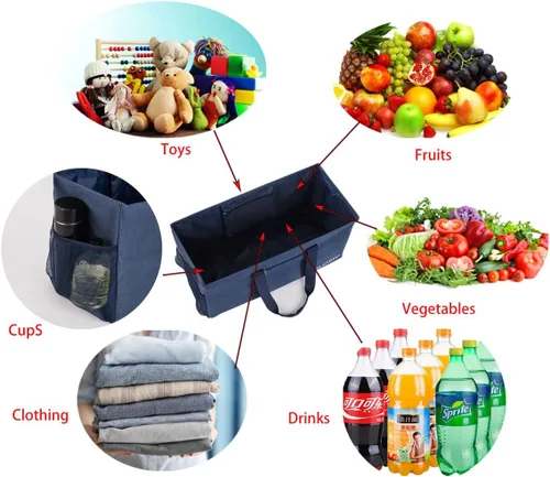 Miniatura 6 de YELAIYEHAO 2 bolsas de mano grandes para uso general, bolsa de asas plegable plegable Azul oscuro