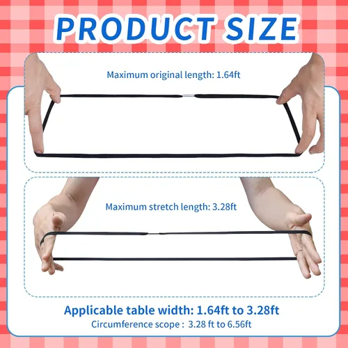 Miniatura 2 de Banda elástica para mantel de mesa con cuerda elástica para sujetar el mantel para picnic, campamento, mesas al aire libre, bodas, fiestas, etc.