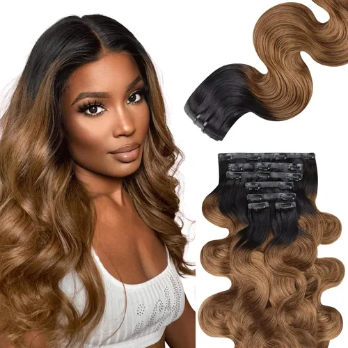Miniatura 61 de Lashey - Extensiones de cabello con clip sin costuras, de cabello humano real, 7 unidades, 110 g, 14 pulgadas, color negro natural, lacio