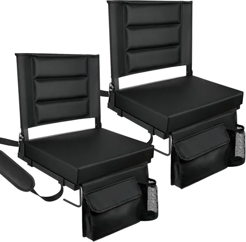 Miniatura 9 de Stadium Seats with Back Support,Bleacher Chairs with Cushion, Portable Folding Stadium Chair with Removable Cushion and Large Pocket for School