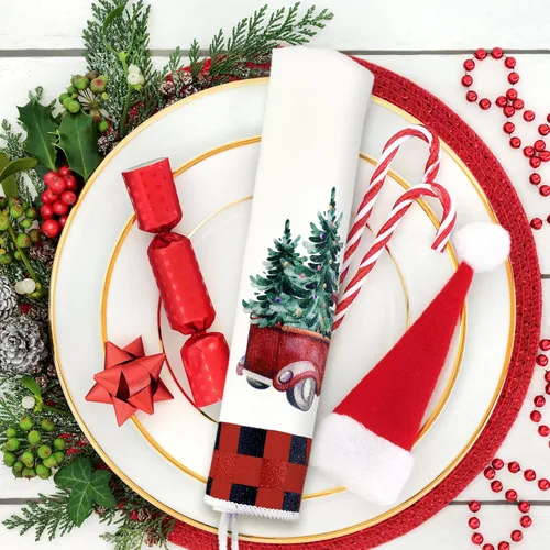 Miniatura 2 de Bencailor Juego de 4 toallas de cocina navideñas decorativas para platos de té, toallas de mano para baño de Navidad, 15.75 x 23.62 pulgadas