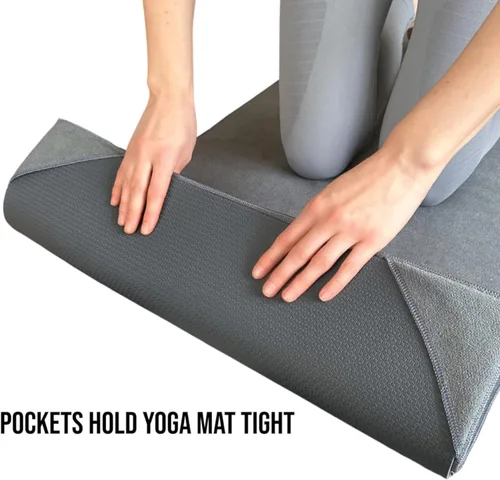 Miniatura 3 de Toalla de yoga, toalla antideslizante para esterilla de yoga caliente con bolsillos en las esquinas, 100% microfibra, tamaño esterilla de 24 x 72