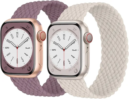 Miniatura 17 de Paquete de 2 correas trenzadas Solo Loop para Apple Watch de 1.575 pulgadas, 1.614 pulgadas, 1.654 pulgadas, 1.732 pulgadas, 1.772 pulgadas, 1.732