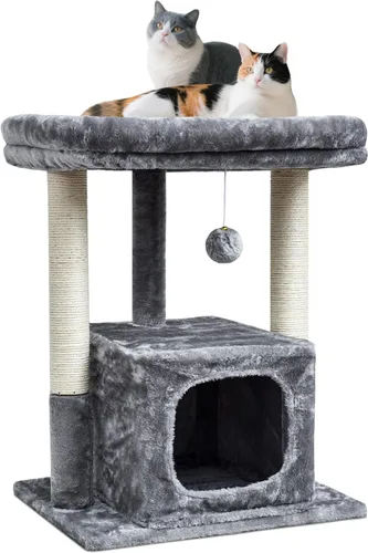 SYANDLVY Árbol para Gatos de Interior para Gatos Adultos Grandes, Torre de Actividad Moderna con Postes Rascadores, Condominio con Percha de Felpa,