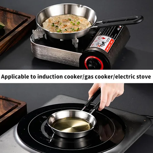 Miniatura 4 de RSBFER Mini sartén antiadherente para huevos, sartén de acero inoxidable 304, sartén de cocina para tortilla, bistec, panqueques, 4.7 in