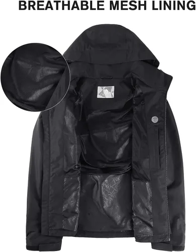Miniatura 6 de CAMEL CROWN Chaqueta impermeable para hombre, cortavientos con capucha, para senderismo, escalada, viajes